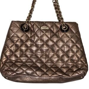 Kate Spade Gold Coast Maryann Quilted Leather Bronze Gold Purse Bag Gold 16x10x5